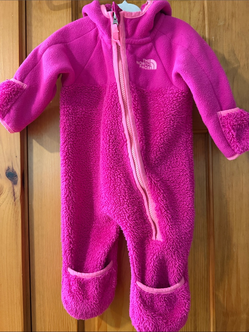 The North Face Baby Bright Pink Fleece Footed One-Piece Bunting